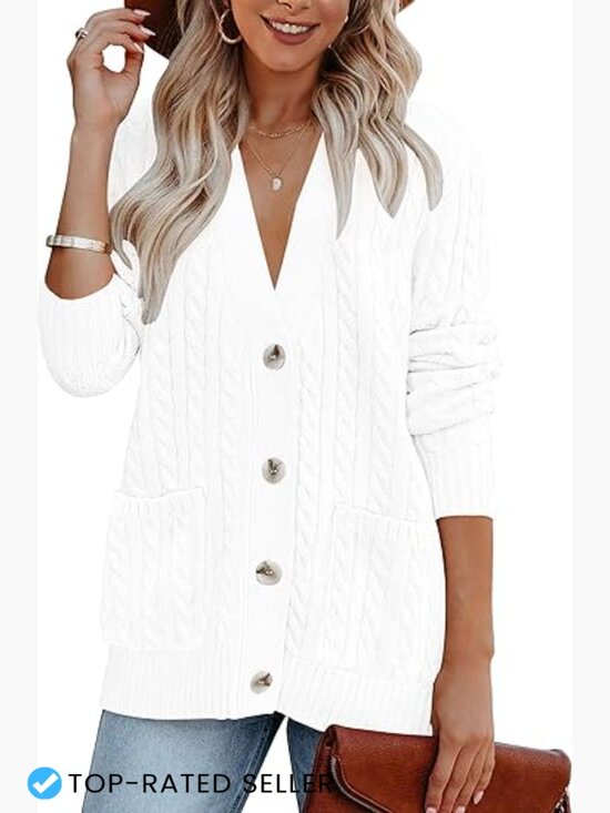 Sweaters - Cardigan Sweater Chunky Knit Button Up Open Front Long Sleeve Oversized Coat